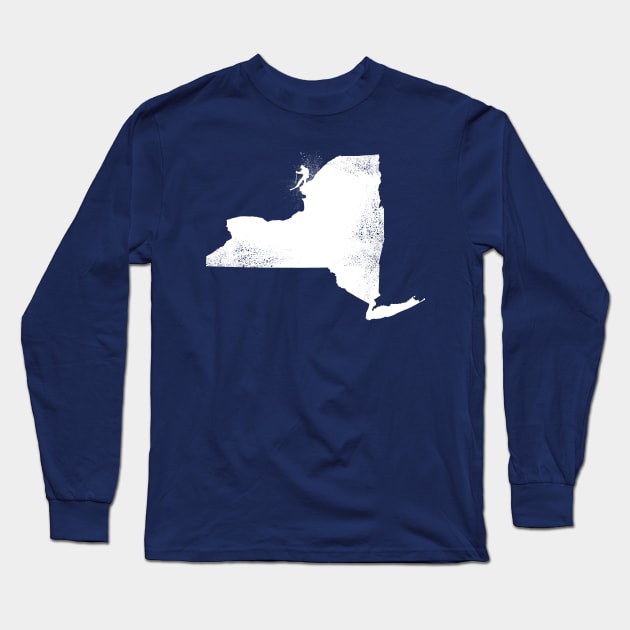 Ski New York State Skier Long Sleeve T-Shirt by HungryDinoDesign